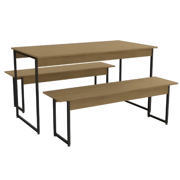 Mesa Sala Jantar Industrial LI013 Easy c/ Tampo Madeirado + 2 Bancos - Kappesberg-2c44d843-5af0-4c88-9cb1-47d4f125e6b4