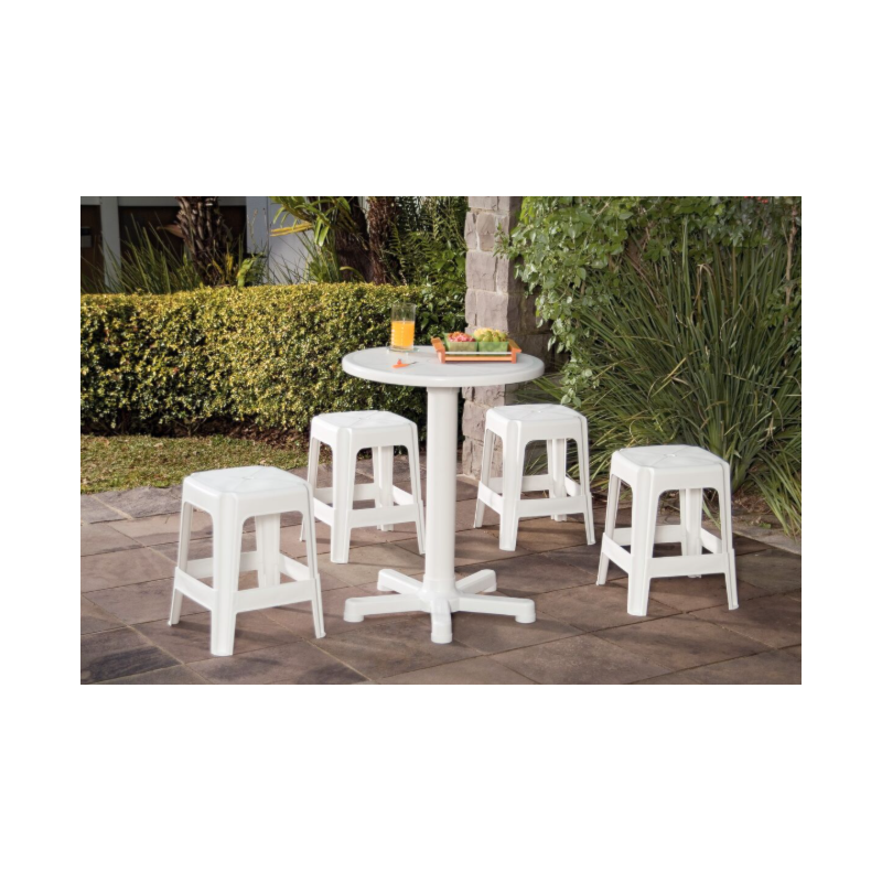 Mesa Tramontina Redonda Capri Em Polipropileno Branco