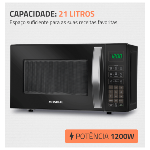 Micro Ondas Mondial 21L 127V/60HZ MO-01-21-B Preto-d337c1fa-016f-4701-ba39-b57365efe1cf