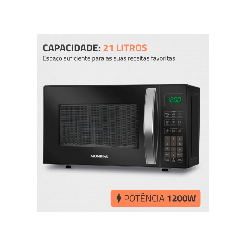 Micro Ondas Mondial 21L 127V/60HZ MO-01-21-B Preto