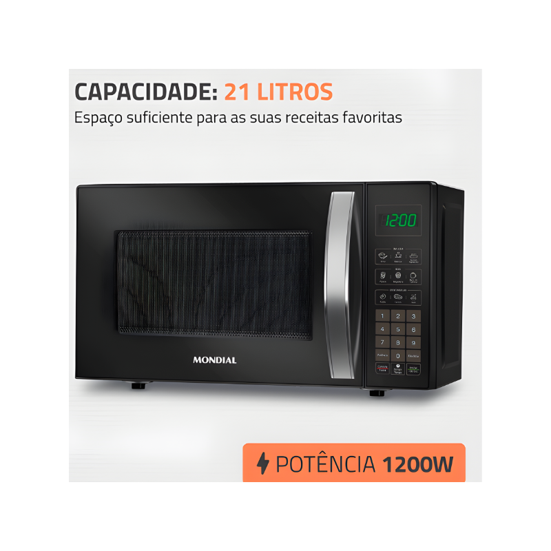 Micro Ondas Mondial 21L 127V/60HZ MO-01-21-B Preto-5b667b7b-fe97-4a11-bbb5-86a79547a1b9