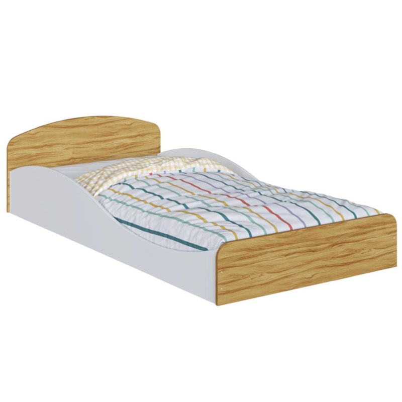 Mini Cama Peroba Sol Solteiro Branco Brilho e Amêndoa 7934.87