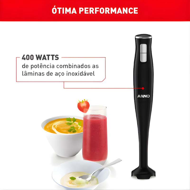 Mixer Portatil Arno Turbomix Pro 3 em 1 Inox com 400W e Copo Medidor 127V MX31 Preto-8821e191-df00-4421-9e45-66d72fea8f1b