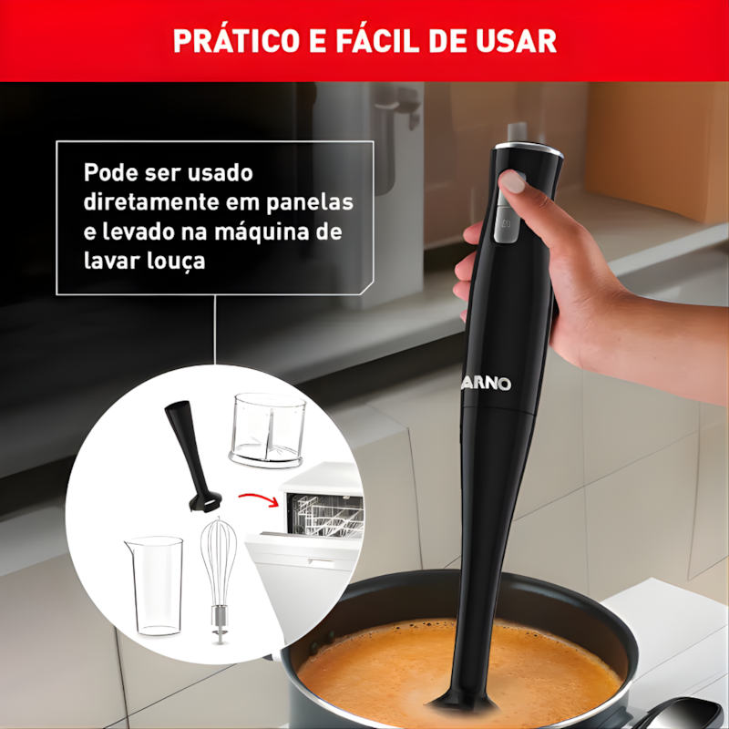 Mixer Portatil Arno Turbomix Pro 3 em 1 Inox com 400W e Copo Medidor 127V MX31 Preto-70f30344-5b61-4064-8832-d234d3a3e461
