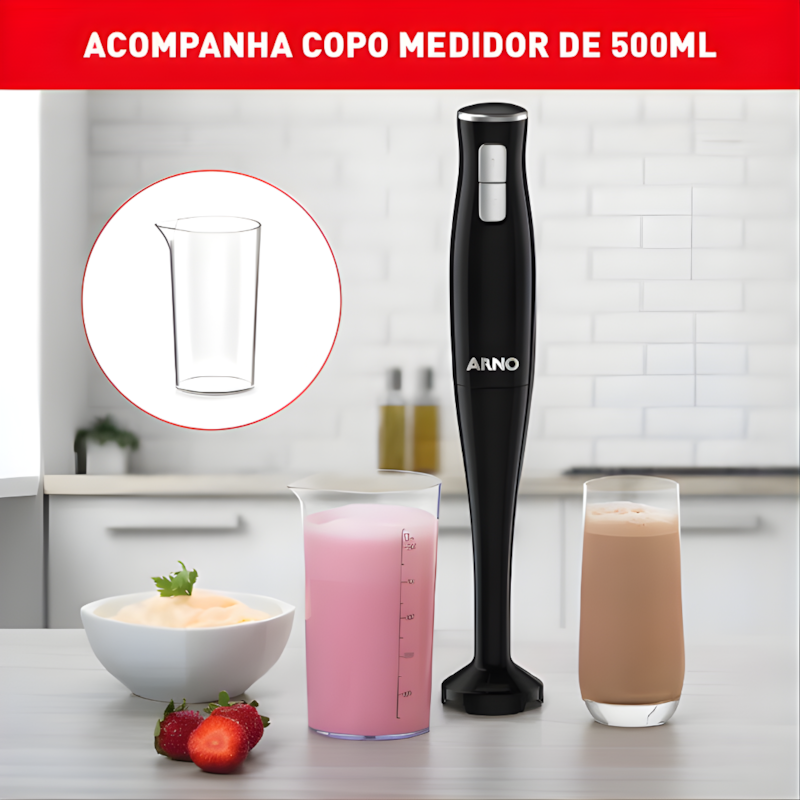 Mixer Portatil Arno Turbomix Pro 3 em 1 Inox com 400W e Copo Medidor 127V MX31 Preto-b216ad19-24e7-4a7e-ad57-93e1c57daa8a