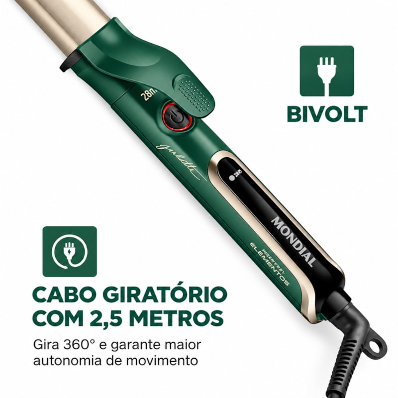 Modelador de Cachos Mondial By Juliette Bivolt MC-JU-02 Verde Oliva-44bc3f21-9a59-42ce-9f35-e95fc993fdb6