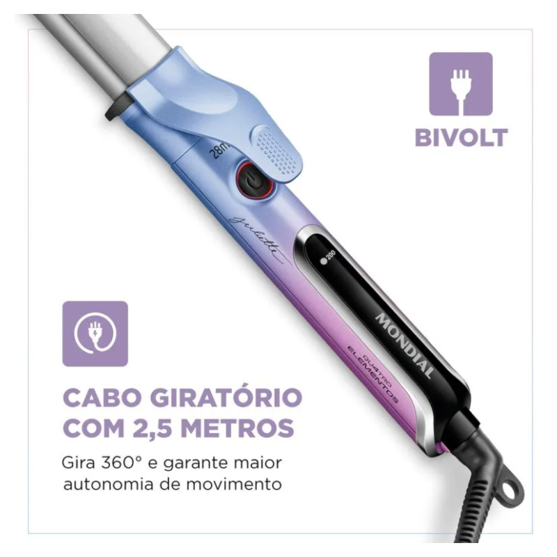 Modelador de Cachos Mondial By Juliette Bivolt MC-JU-03 Rosa/Azul