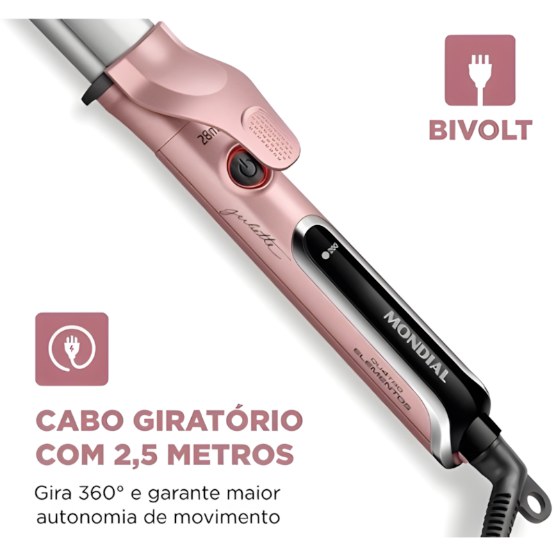 Modelador de Cachos Mondial By Juliette MC -JU-01 Bivolt Golden Rose-c0156f8f-8ce6-4c40-bb78-821d20c9606f