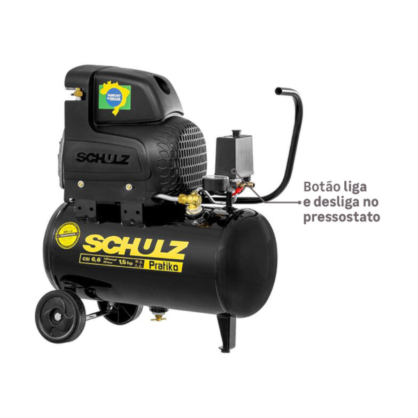 Motocompressor Schulz de Ar Portátil Pistão CSI6,6 Pratiko 20L com Motor Monofásico Aberto 1,5CV, 127V, 2 Polos, 60Hz Modelo Industrial (MI)-91de7007-e8a8-41d4-8d8c-25d130ad349b
