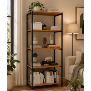 Multiuso Artefamol Trento 600X1500 com 5 Prateleiras Preto Super Fosco