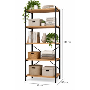 Multiuso Artefamol Trento 600X1500 com 5 Prateleiras Preto Super Fosco