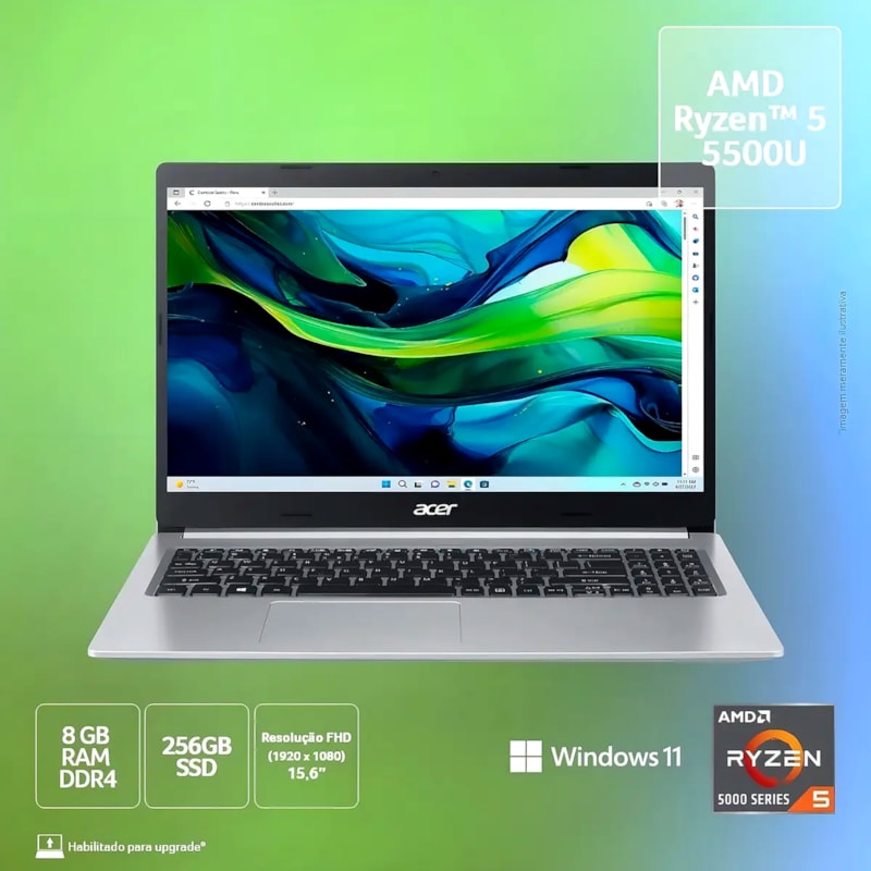 Notebook Acer Aspire 5 A515-45-R5AT, 15,6 Pol, AMD Ryzen 5 5500U, 8GB RAM, SSD 256GB, Windows 11-b0f07d08-b9e8-432c-ab79-e2eae2e0b602