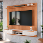 Painel Lukaliam Atlas 1.83 para Tv ate 75" Jequitiba/Off White Perolizado