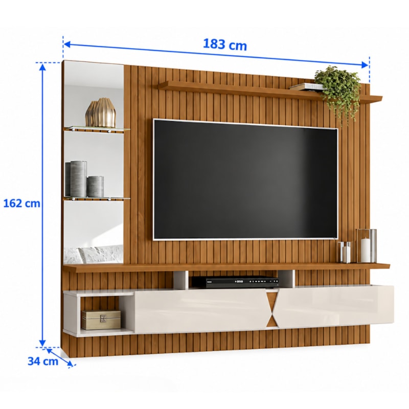 Painel Lukaliam Intense com Espelho Freijo Ripado/Off White Perolizado-960f4cb4-f3b2-4f0a-ba27-d4a40fa6248a
