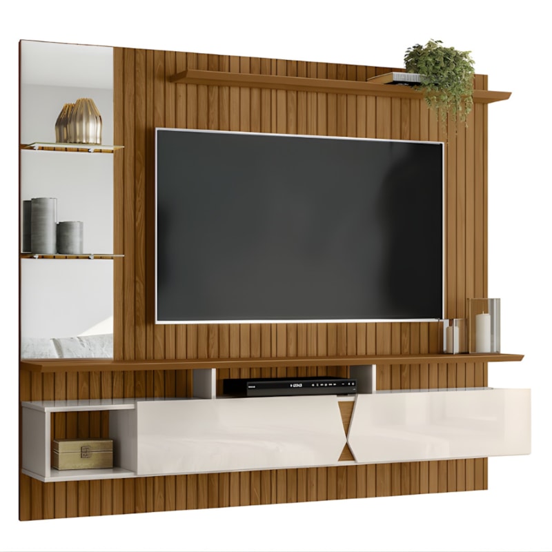 Painel Lukaliam Intense com Espelho Freijo Ripado/Off White Perolizado-81d49847-80a1-45c9-acae-9c80d3931707