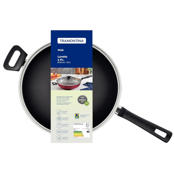 Panela Wok Tramontina 28CM 3,3L Antiaderente com Tampa de Vidro Loreto Grafite -2afb3b1c-cf54-42b4-8c9a-18bb70c46140