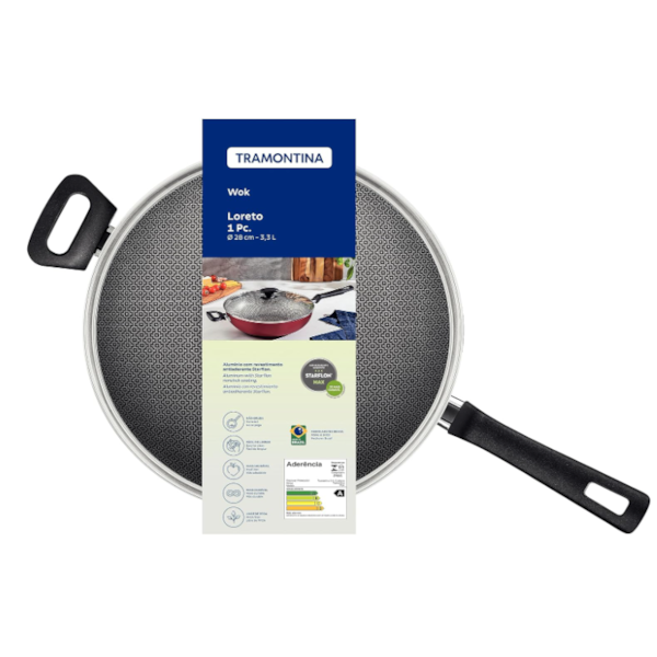 Panela Wok Tramontina 28cm Antiaderente com Tampa de Vidro Loreto Vermelho-d4e30e36-1a0e-4dbd-854a-7345d63bdf70