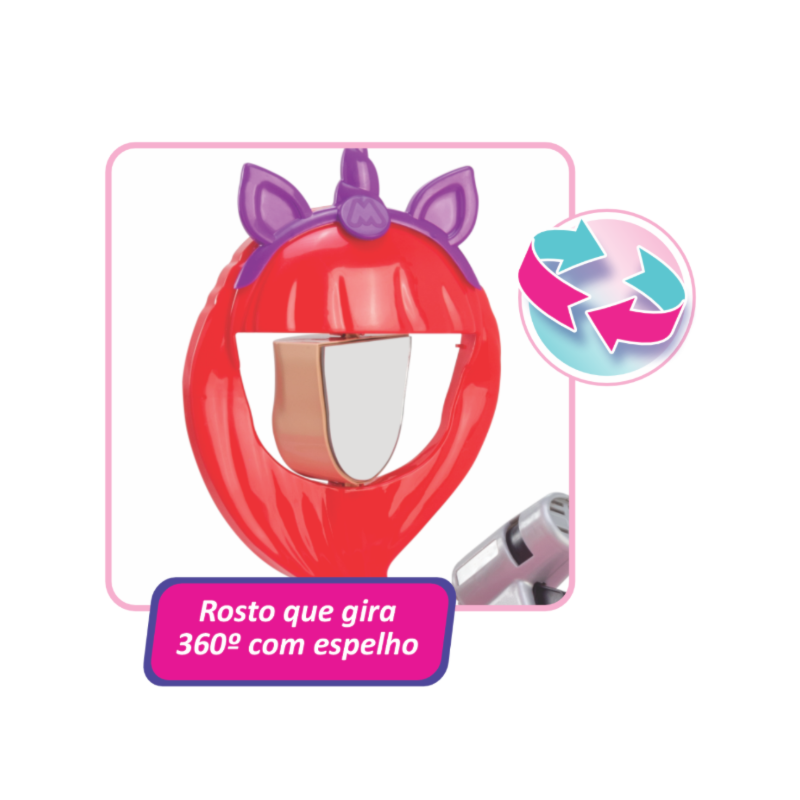 Penteadeira Infantil Magic Toys Meg Rosa com Cadeira e Espelho
