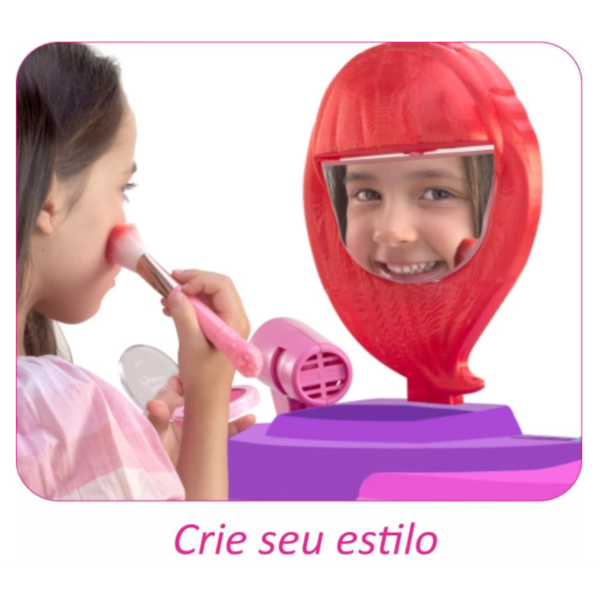 Penteadeira Infantil Magic Toys Meg Rosa com Cadeira e Espelho-ade67fed-7160-449c-ade0-693bb0fff339
