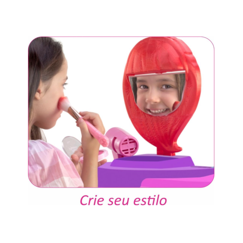 Penteadeira Infantil Magic Toys Meg Rosa com Cadeira e Espelho-f1ab7a41-6d77-4f7d-b9a5-d11585a52cd4
