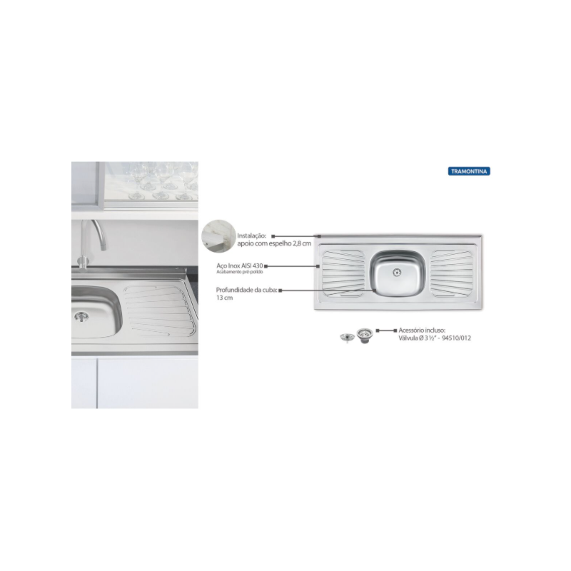 Pia de Apoio Tramontina New Raggi 40 Standard em Aco Inox 120X52cm 1 Cuba-4e9e408d-6715-4efb-a168-839f5a30bd4b