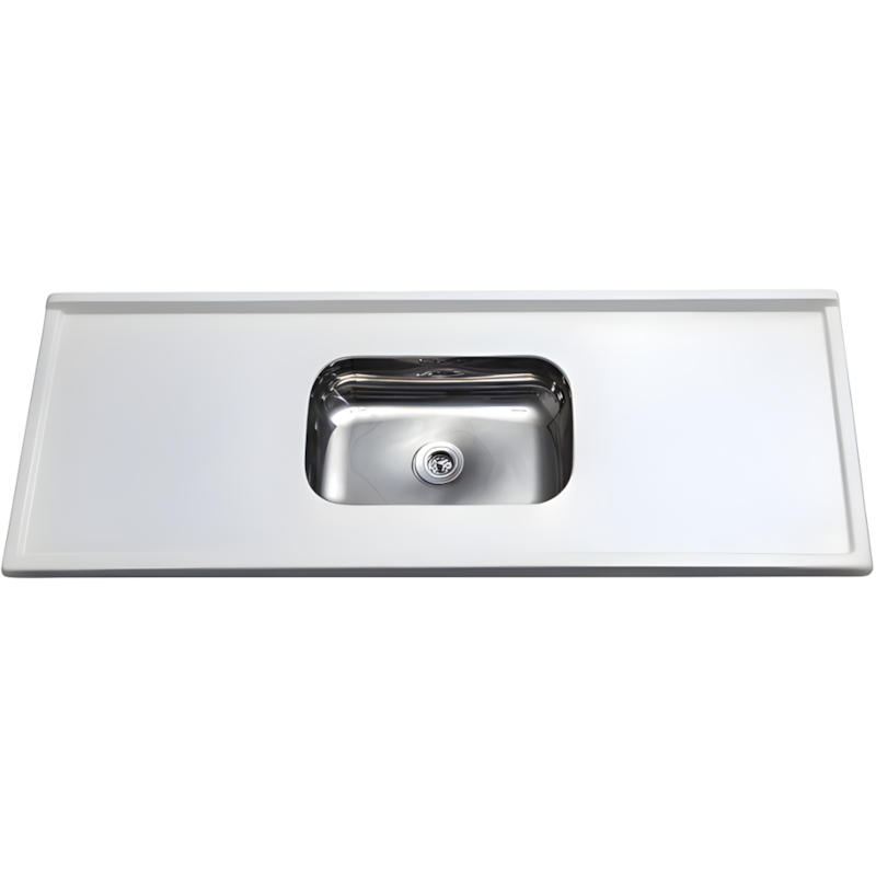 Pia Decoralita Granito Sintetico 12L Bojo Inox 120X54 Branco