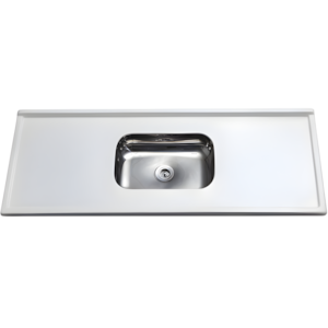 Pia Decoralita Granito Sintetico 12L Bojo Inox 120X54 Branco