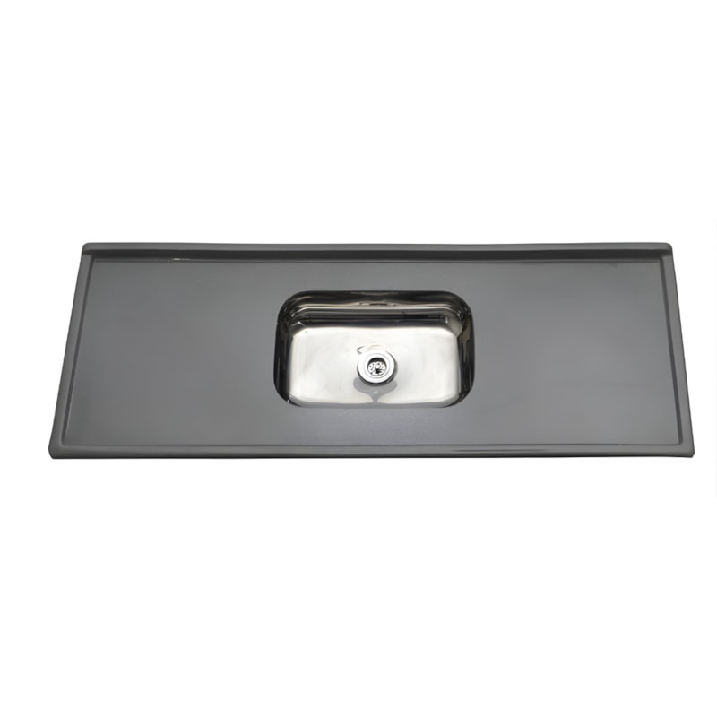 Pia Decoralita Granito Sintetico 12L Bojo Inox 120X54 Cinza Real
