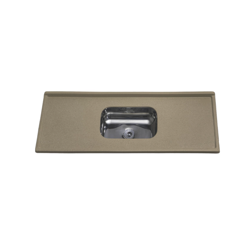 Pia Decoralita Granito Sintetico 12L Bojo Inox 120X54 Marrom Imperial