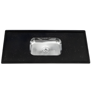 Pia Decoralita Granito Sintetico 12L Bojo Inox 120X54 Preto Absoluto