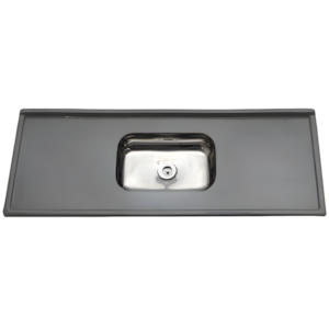 Pia Decoralita Granito Sintetico 12L Bojo Inox 150X54 Cinza Real