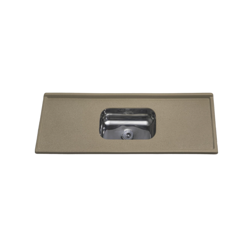 Pia Decoralita Granito Sintetico 12L Bojo Inox 150X54 Marrom Imperial