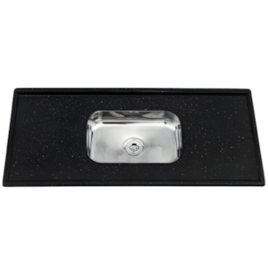 Pia Decoralita Granito Sintetico 12L Bojo Inox 150X54 Preto Absoluto