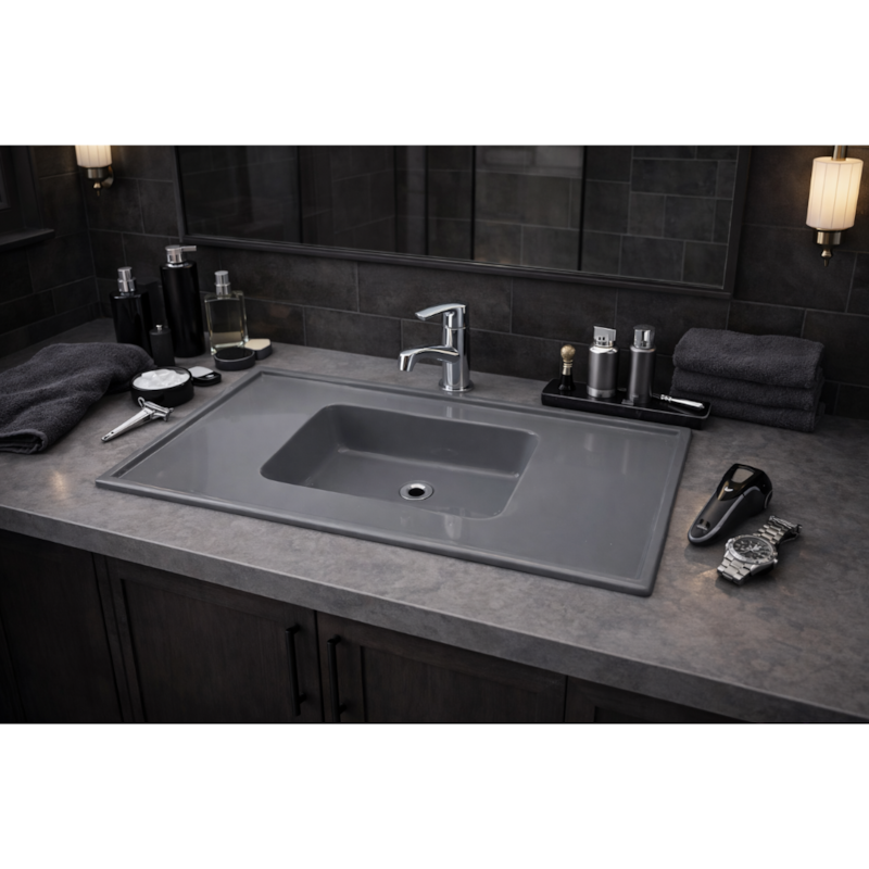 Pia Decoralita Premium 11L Granito 150X54 Cinza Real