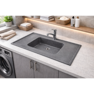 Pia Decoralita Premium 8,5L Granito 100X50 Cinza Real