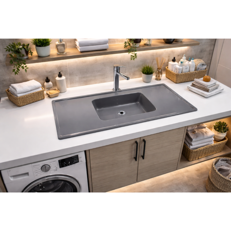 Pia Decoralita Premium 8,5L Granito 120X54 Cinza Real-d57f0f81-9617-40ec-b8ec-d01e9b1464b9