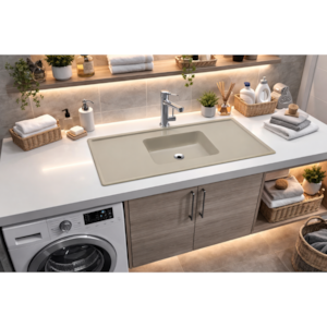 Pia Decoralita Premium 8,5L Granito 120X54 Marrom Imperial