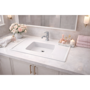 Pia Decoralita Premium 8,5L Marmore 120X54 Branco Gelo