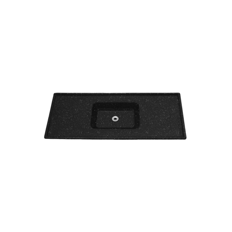 Pia Decoralita Premium 8,5L Marmore Sintetico 120X54 Preto Absoluto