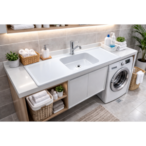 Pia Decoralita Premium Marmore 100X50 Branco Gelo