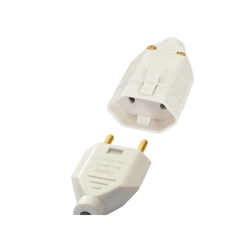 Plugue e Tomada Fame 2P Macho e Femea 10A/250V Cinza