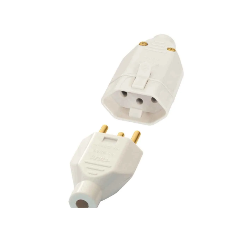 Plugue e Tomada Fame 2P+T Macho e Femea 10A/250V Cinza