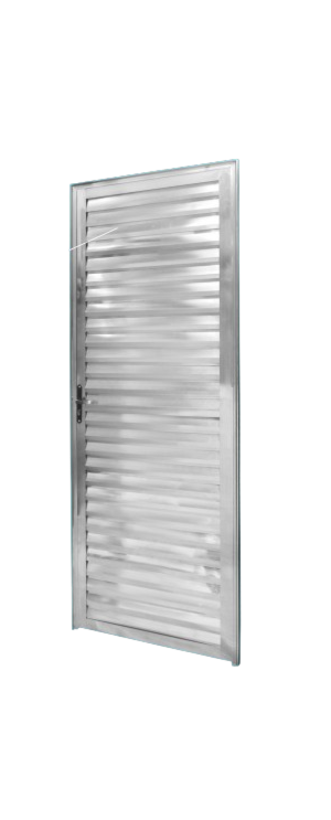 Porta CLM Aluminio Natural 60X210 Veneziana Direita Premium