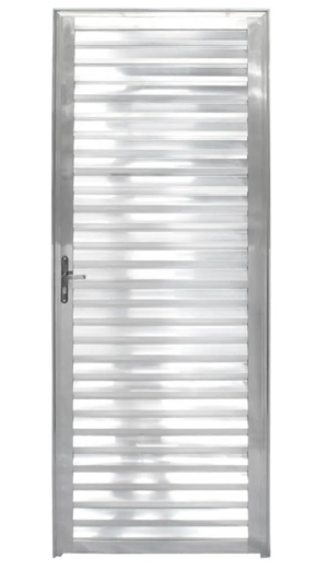 Porta CLM Aluminio Natural 70X210 Veneziana Esquerdo Premium