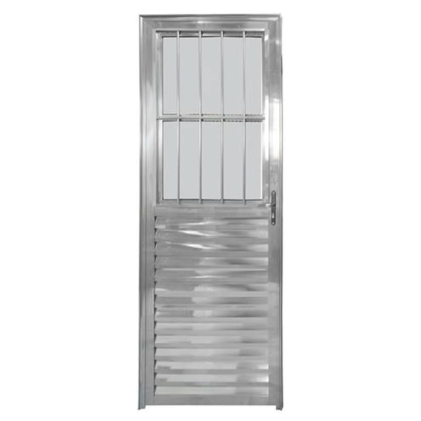 Porta CLM Aluminio Natural 80X210 Postigo com Grade Esquerdo Vidro Liso Premium-777afda7-1a21-456e-8991-2149bcded396