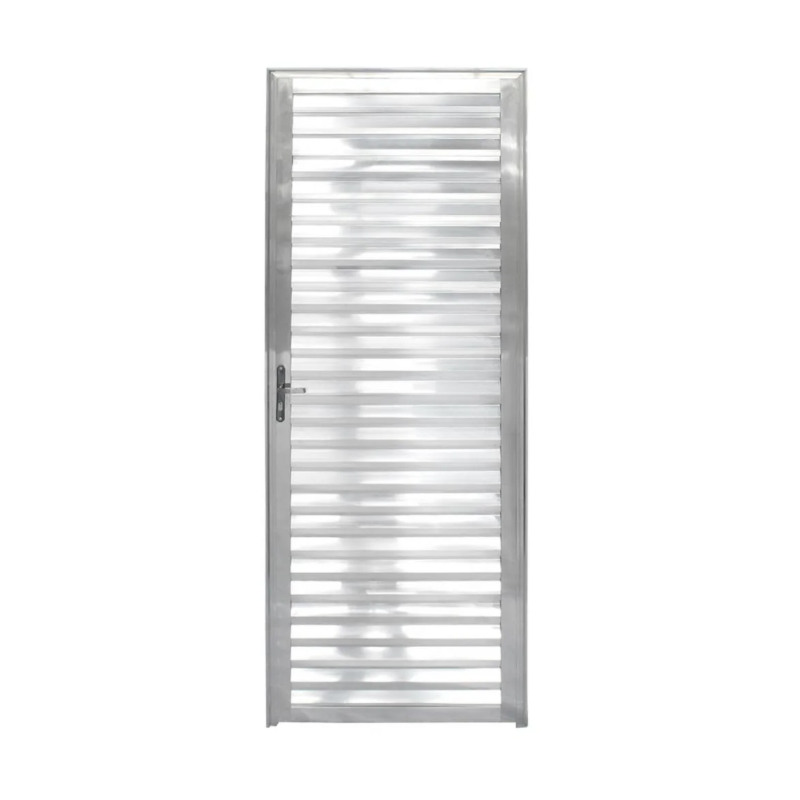 Porta CLM Aluminio Natural 80X210 Veneziana Esquerdo Premium