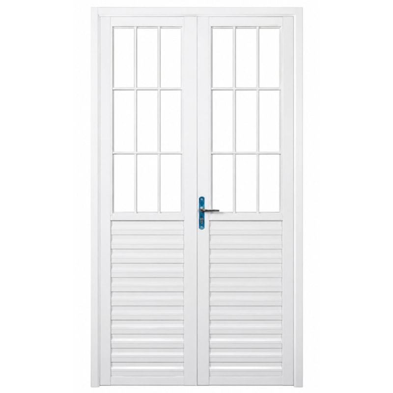 Porta de Giro Duplo Quality Postigo Home 1,20X2,10M de Aluminio Branco de Vidro Canelado-bf36ed3e-9f7d-48f8-8f43-0e49ddbb2b4f
