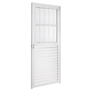 Porta Quality Postigo Home 0,80x2,10m de Alumínio Branco com Vidro Canelado &ndash; Lado Direito