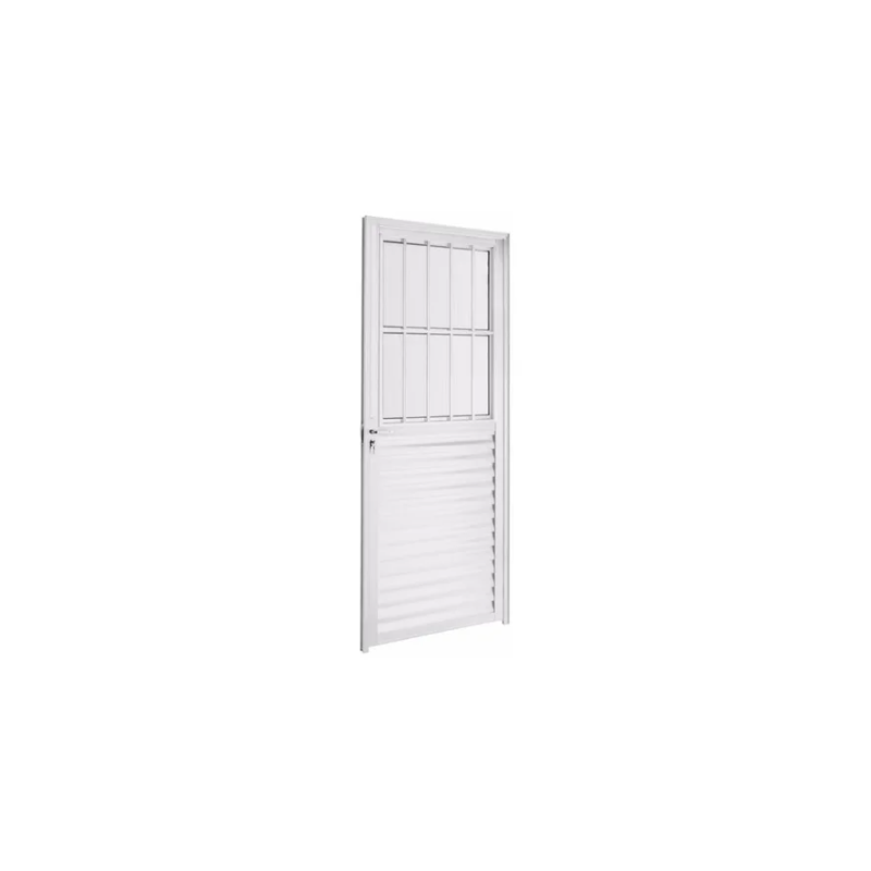 Porta Quality Postigo Home 0,80x2,10m de Alumínio Branco com Vidro Canelado – Lado Direito