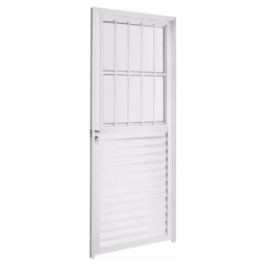 Porta Quality Postigo Home 0,80x2,10m de Alumínio Branco com Vidro Canelado – Lado Direito